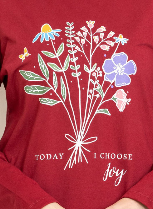 Brick Red Printed Long - Sleeve Design 17 - Khotwh